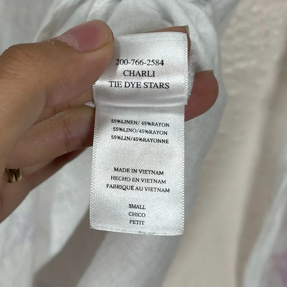 Rails Charli Tie Dye Stars Button Front Shirt Linen Blend White Women’s Small - Picture 11 of 16